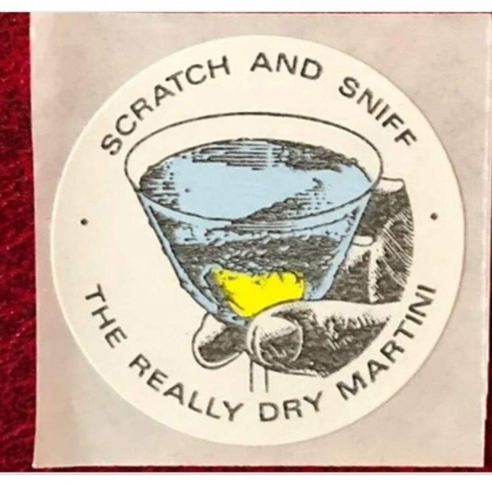 Vintage 1980s 3M Matte Scratch and Sniff Sticker the really dry martini